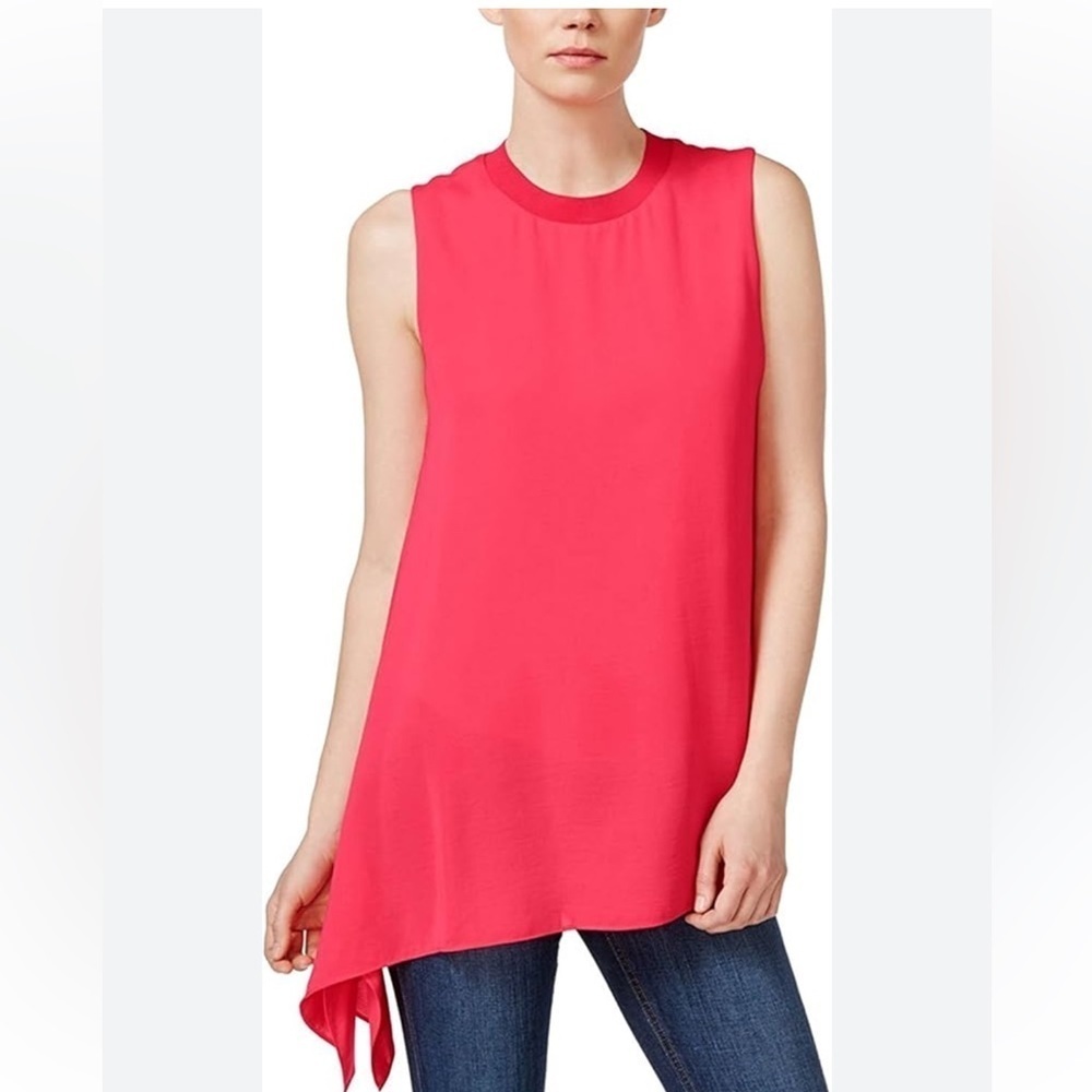 Rachel Roy Hot Pink Sleeveless Asymmetric Draped Blouse Size S